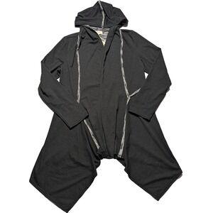 MAX STUDIO WEEKEND Women XL Black Ecru Rayon Blend Hooded Cardigan Sweater NEW